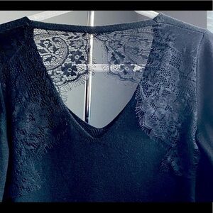 Hem & Thread double V sweater with lace detail